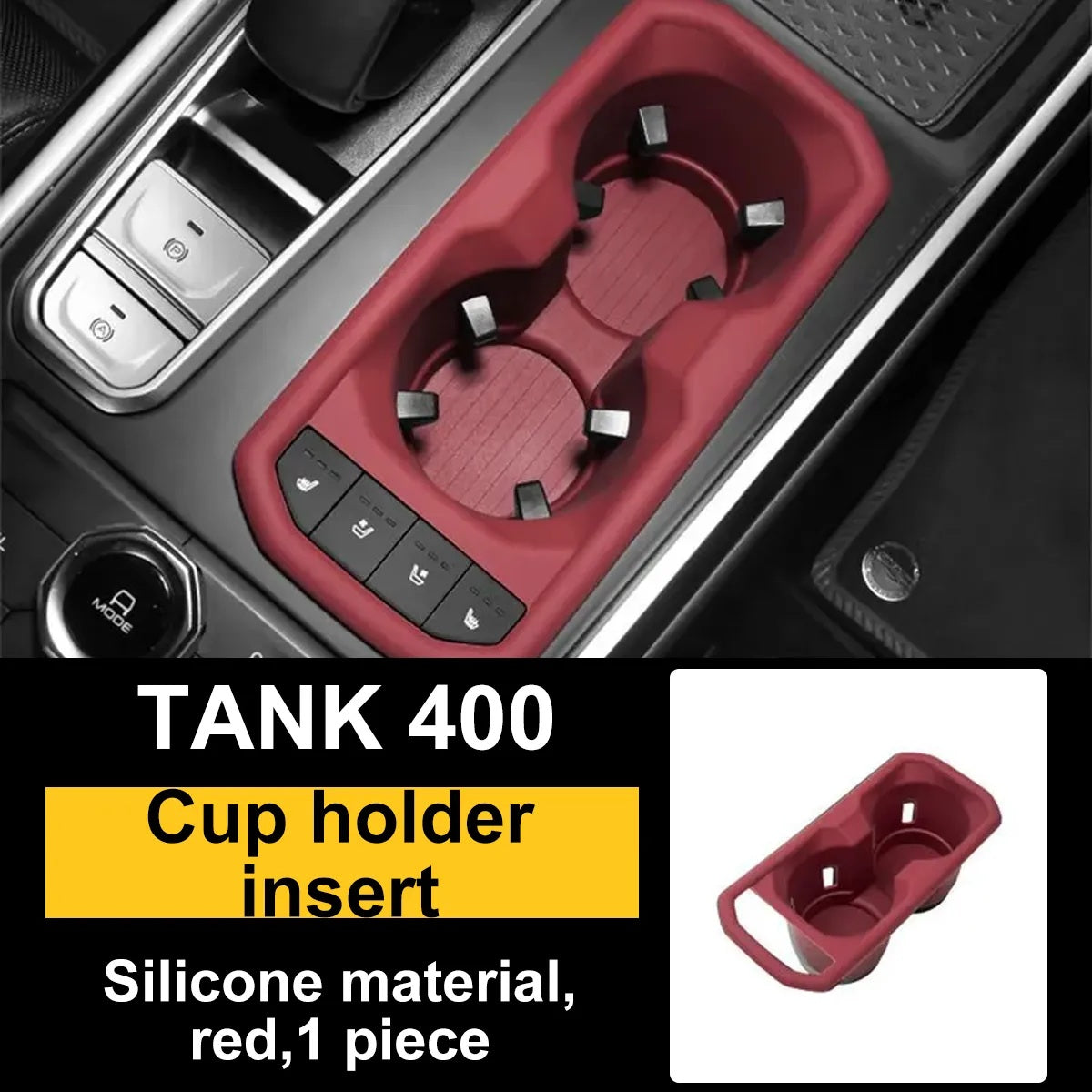 Red silicone cup-holder insert for GWM Tank 400