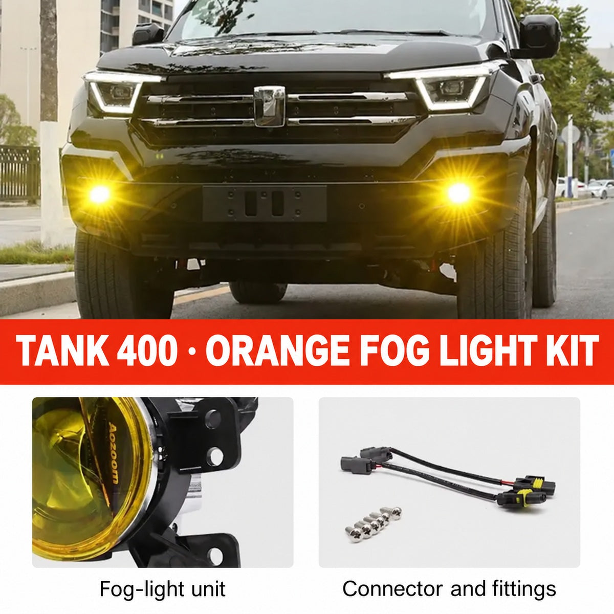 Orange Golden-Eye fog-light kit for GWM Tank 400