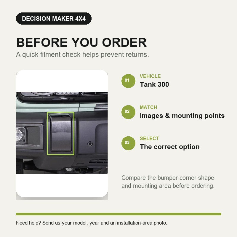 Front Bumper Corner Pad for Tank 300 – fitment check