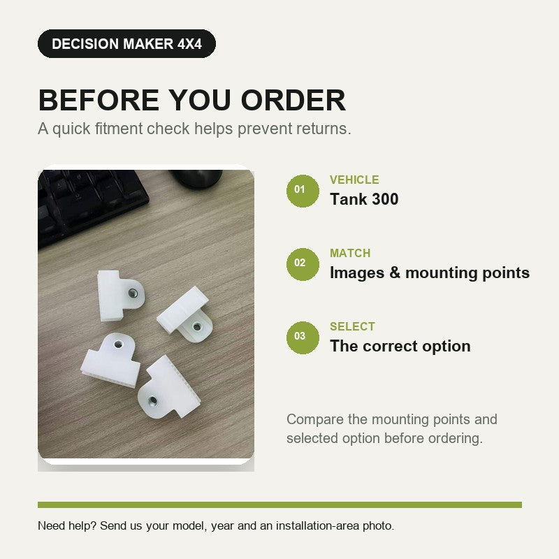 Window Glass Holder Set for Tank 300 (4 Pieces) – fitment check