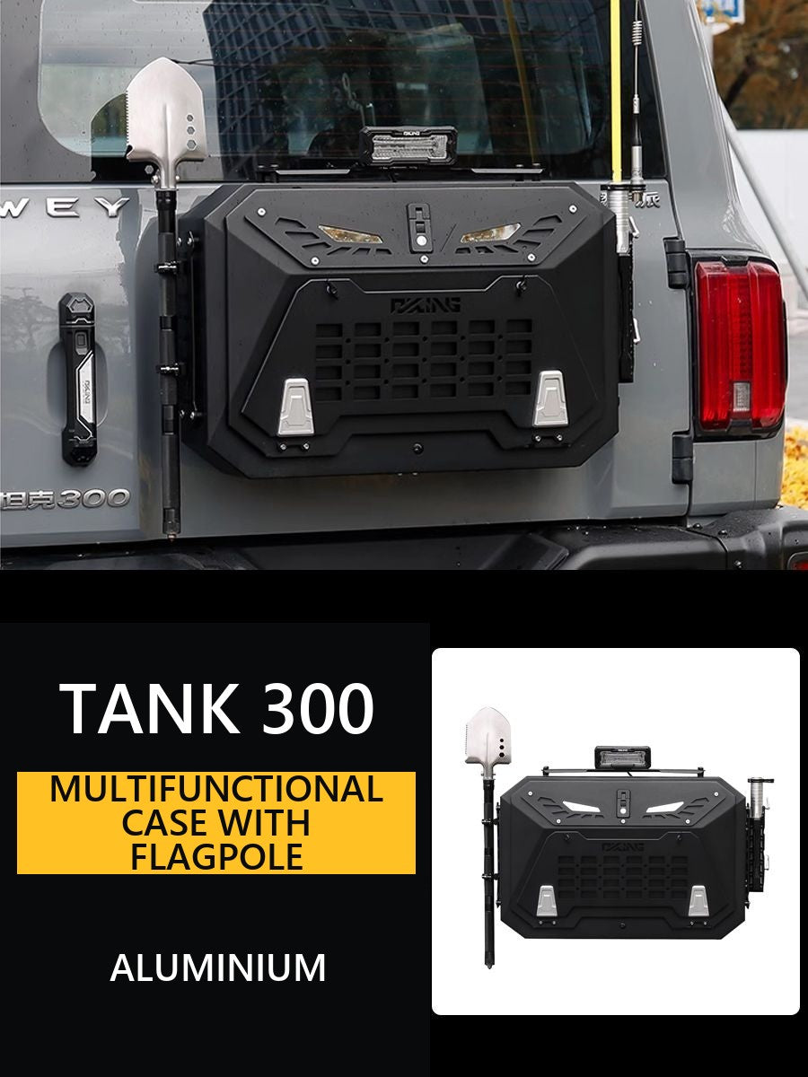 Multifunctional case with a flagpole mount on the trunk door Tank 300