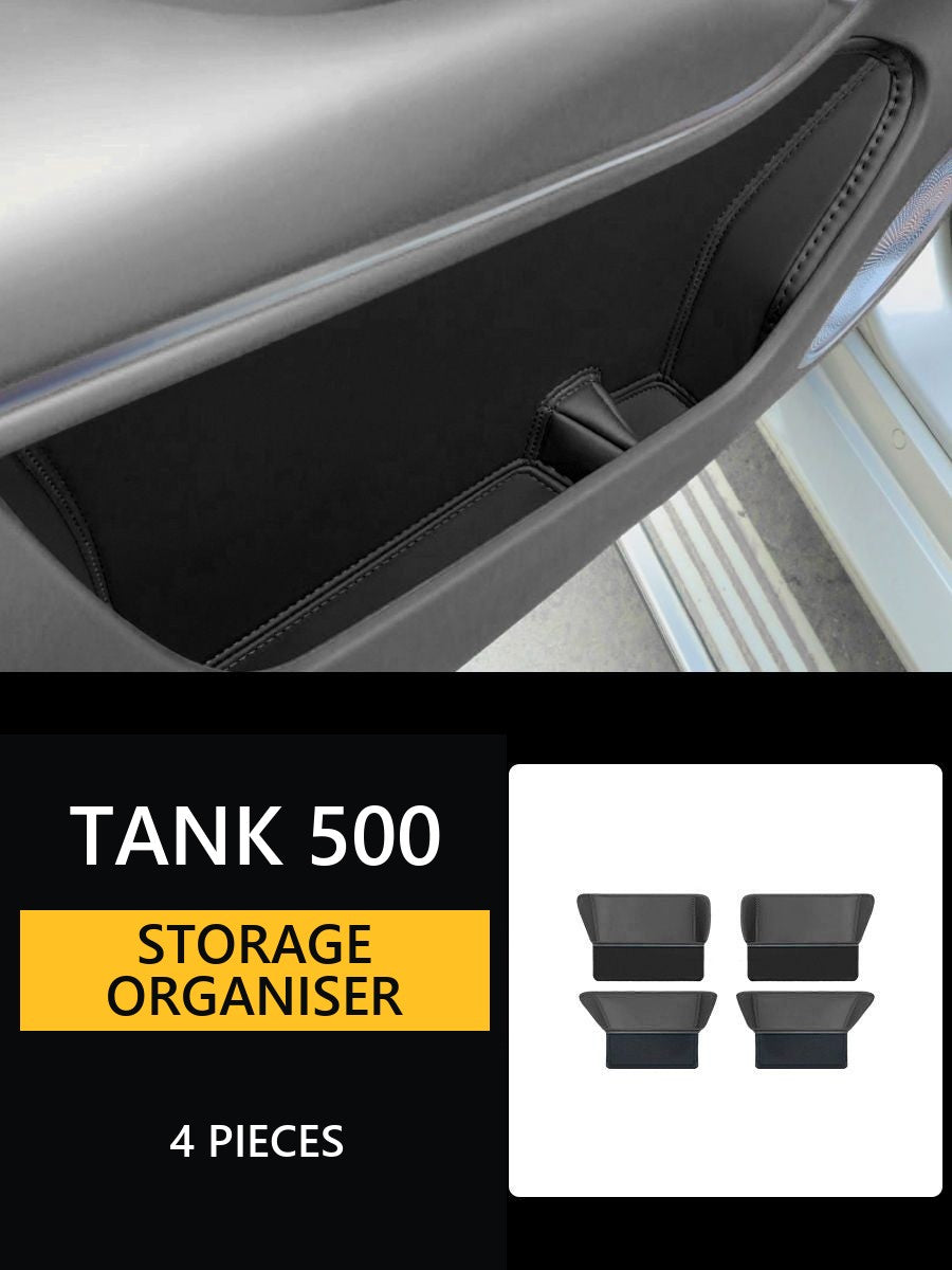 Leather Door Storage Pocket Set for Tank 500#Colour_Black