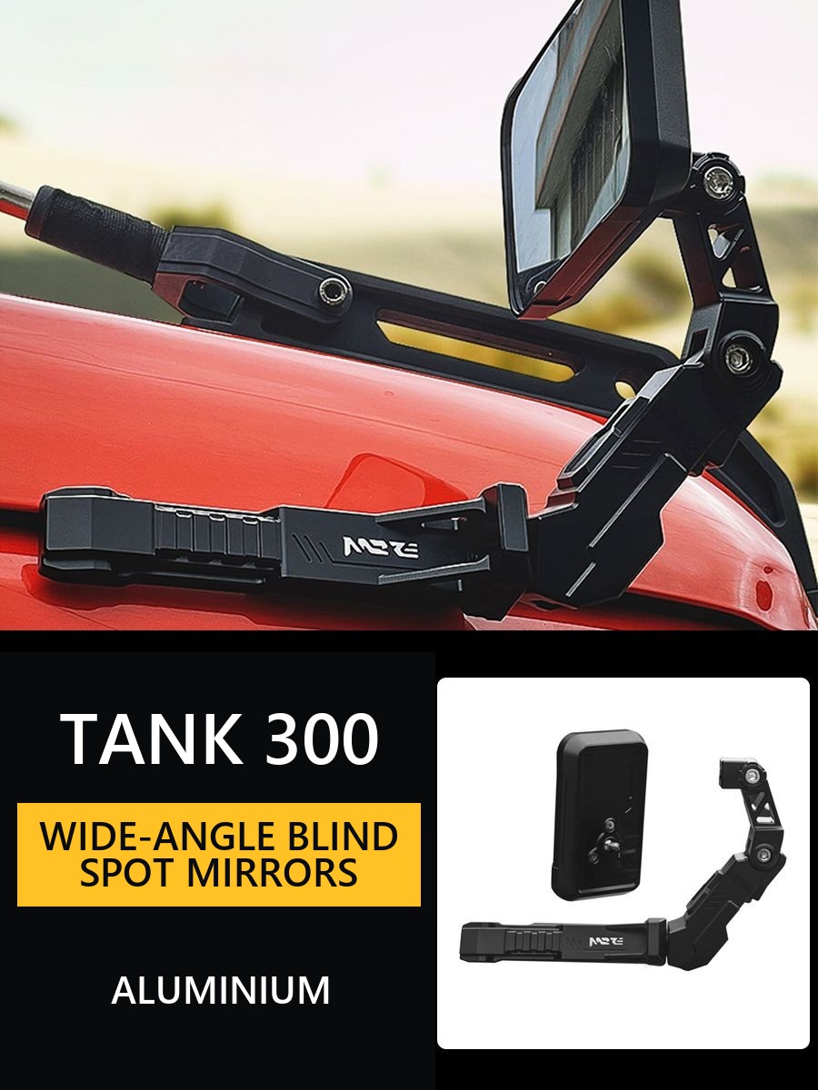 Wide-angle blind spot mirrors for Tank 300 aluminium – Style 2