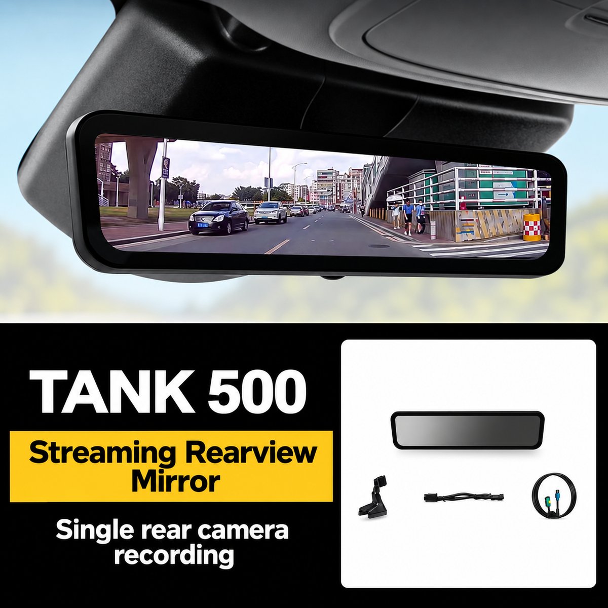 OEM-Style Rear-View Mirror Dash Camera for Tank 500: HD, night vision, front and rear recording#Colour_Matte