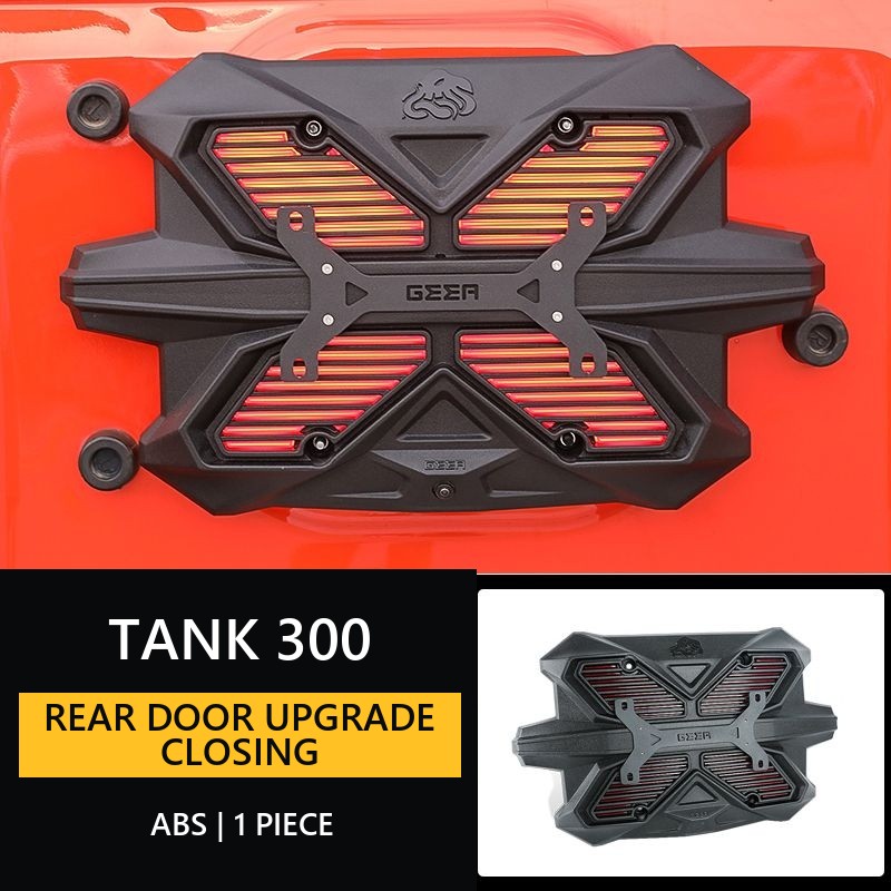 Rear door upgrade for Tank 300 closing plate with flashlight and mounting bracket number plate – product image 1