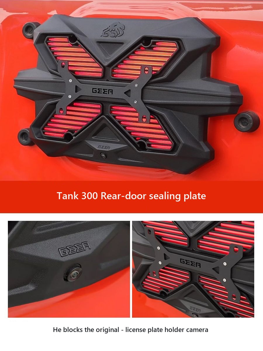 Rear door upgrade for Tank 300 closing plate with flashlight and mounting bracket number plate – image 2