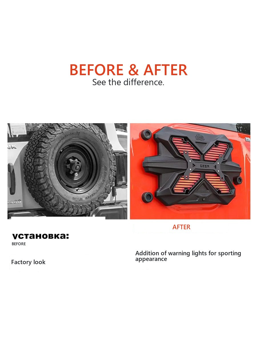 Rear door upgrade for Tank 300 closing plate with flashlight and mounting bracket number plate – image 5