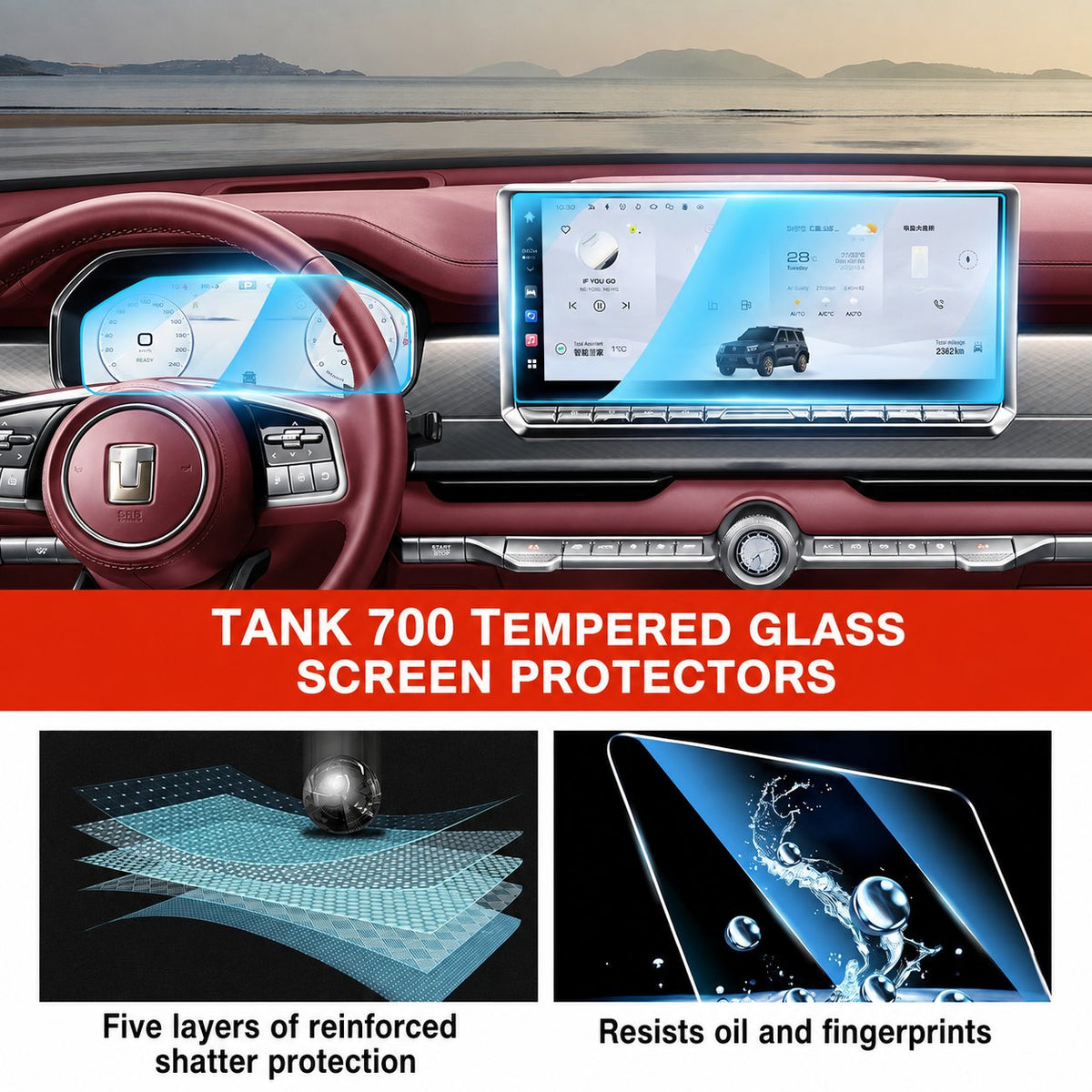 Tempered glass protective film for Tank 700 screen – image 4