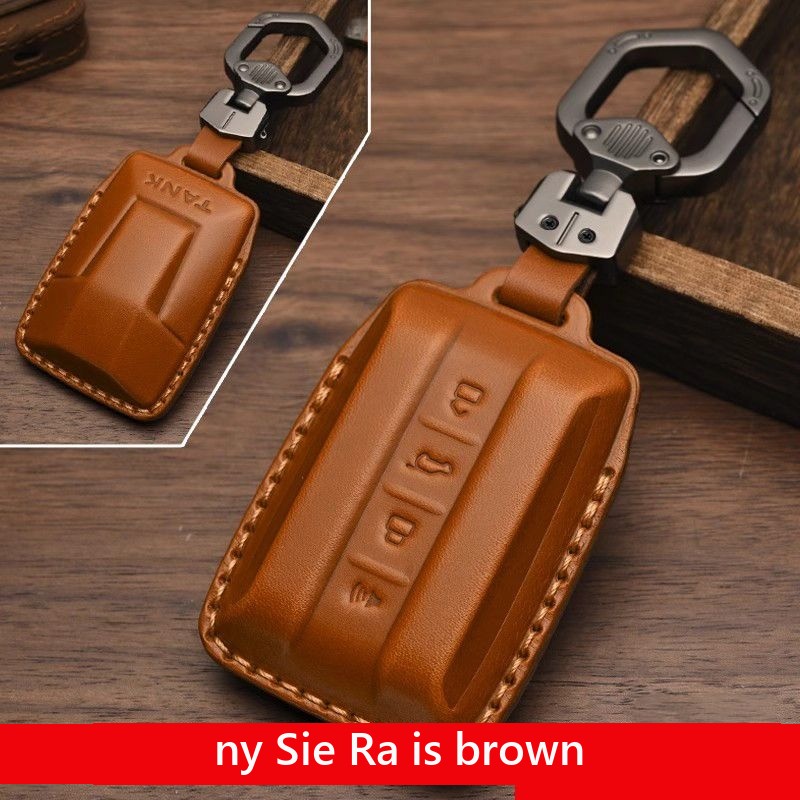 Tank 300 leather key case – image 11#Colour_Brown