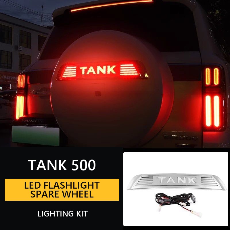 LED flashlight for spare wheel Tank 500#Colour_Silvery, red