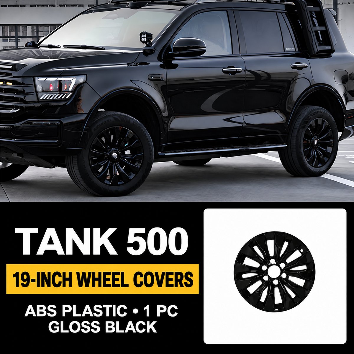 Decorative caps on discs 19" in the style of Blackout for Tank 500#Colour_Black-grey