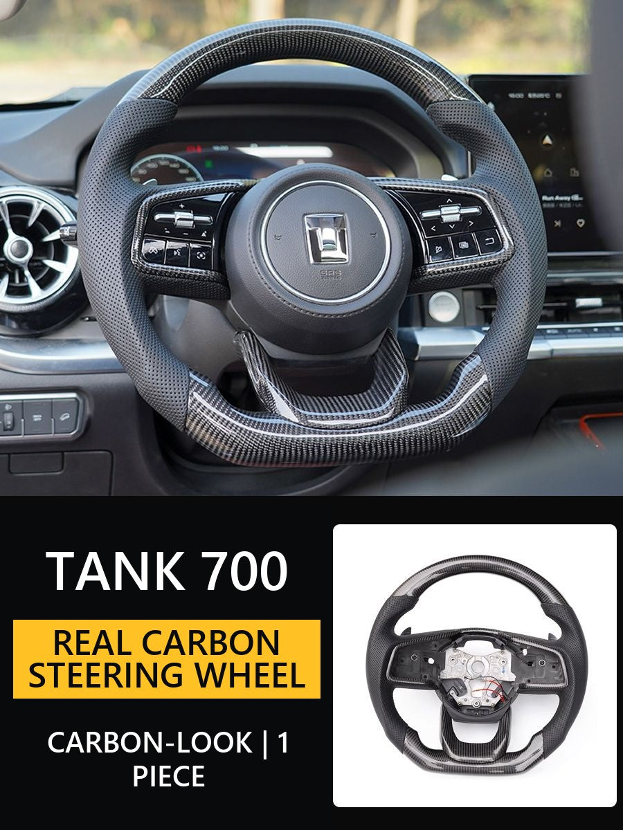 Real carbon steering wheel for Tank 700 with heated and perforated – image 12#Colour_Black