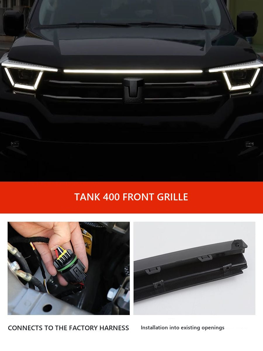 End-to-end LED strip for Tank 400 radiator grille with dynamic effects – image 2