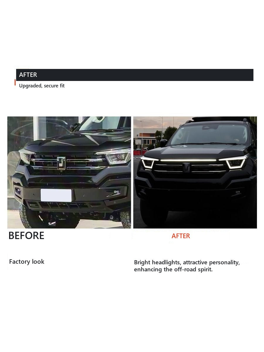 End-to-end LED strip for Tank 400 radiator grille with dynamic effects – image 3