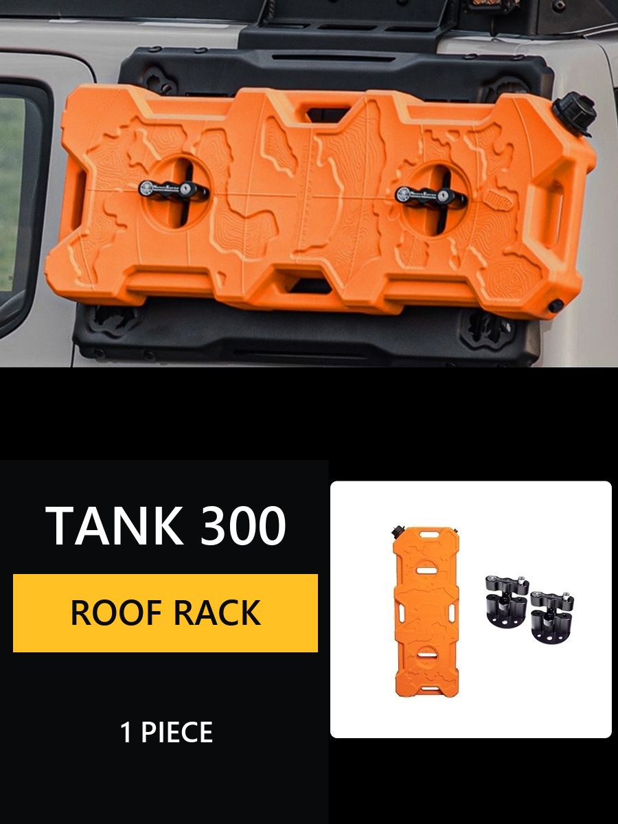 Full set of Topfire accessories for Tank 300: Roof rack, extended arches, side portals, stairs to the roof, mount for spare wheel – image 19#Colour_Black-faced, orange