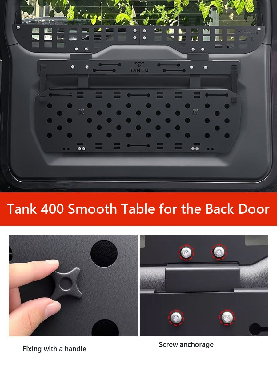 Organiser-table on the trunk door for Tank 400, folding, with fencing – image 4