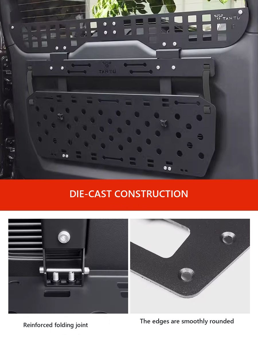 Organiser-table on the trunk door for Tank 400, folding, with fencing – image 5