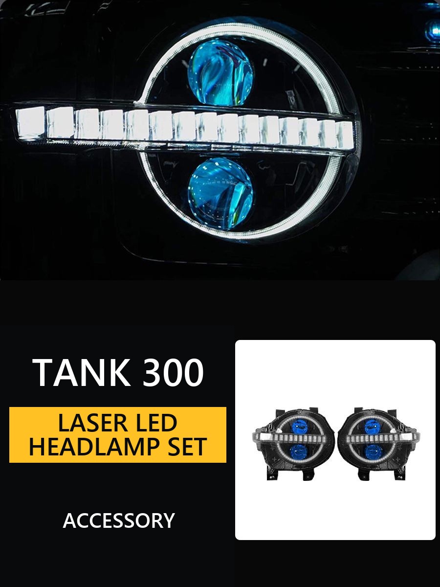 Set of LED headlamps for Tank 300 – Laser lenses – Style 2#Colour_Blue