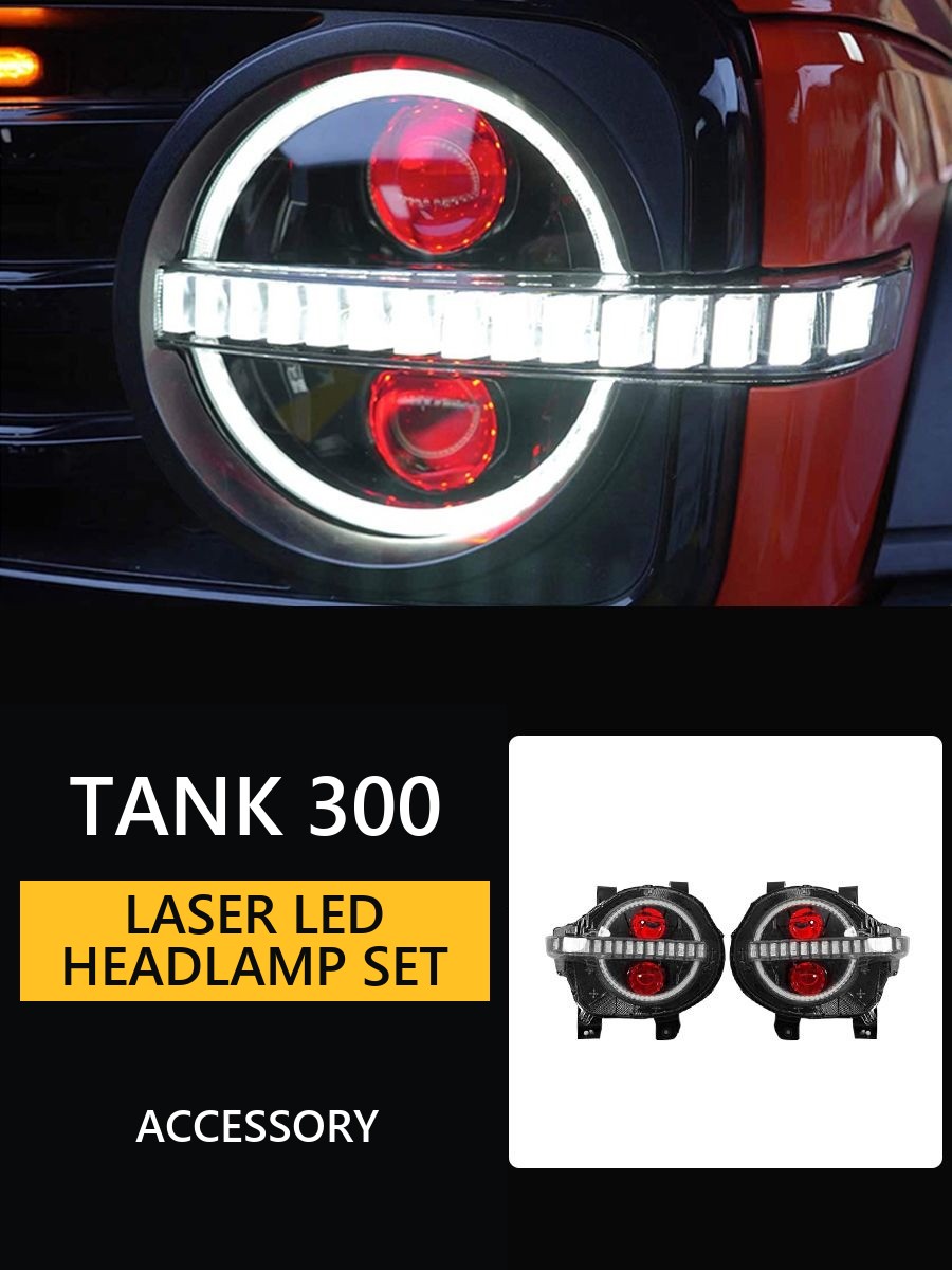 Set of LED headlamps for Tank 300 �C Laser lenses �C Style 2 – image 10#Colour_Red
