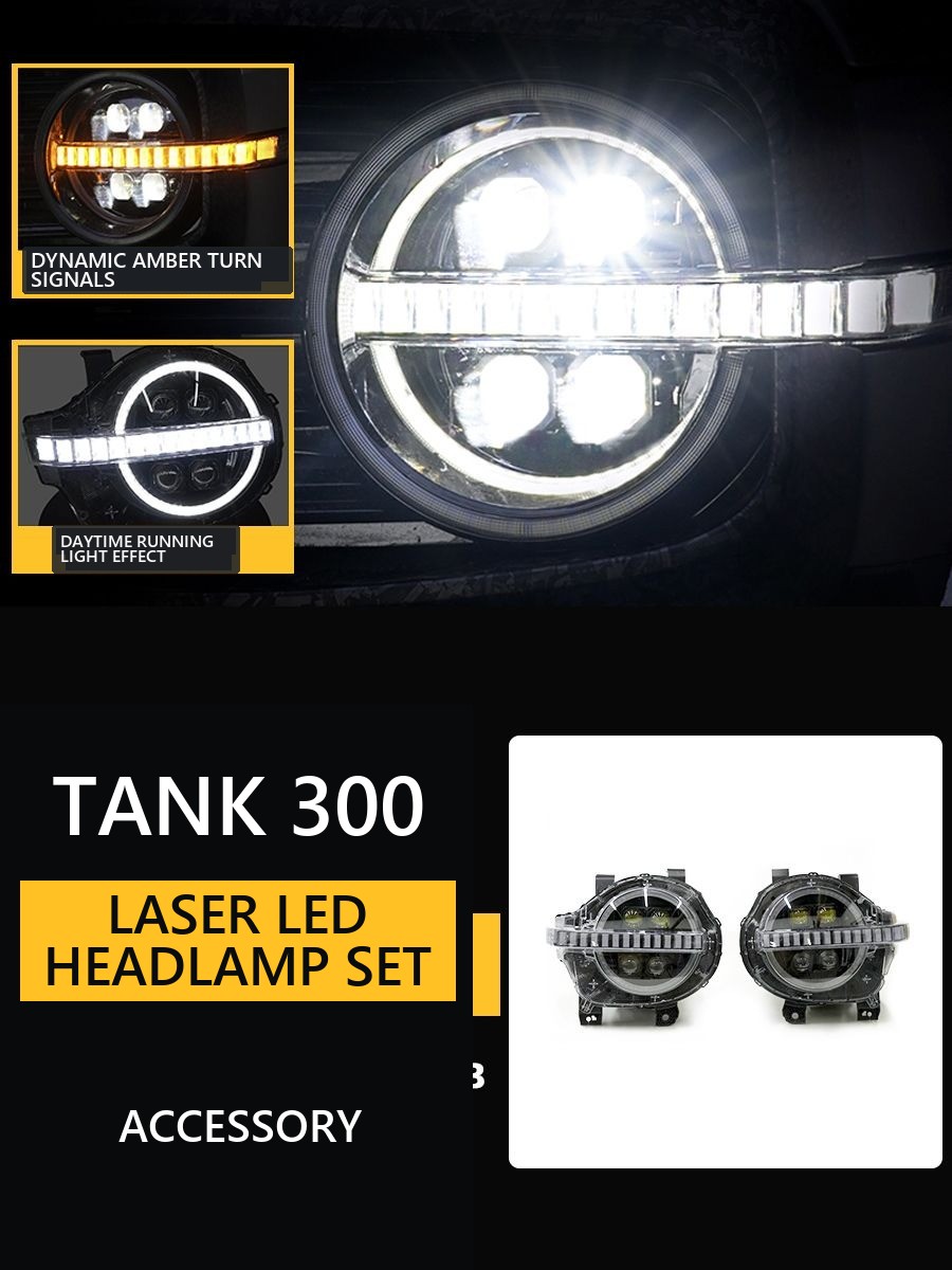 Set of LED headlamps for Tank 300 �C Laser lenses �C Style 2 – image 16#Colour_Colourful