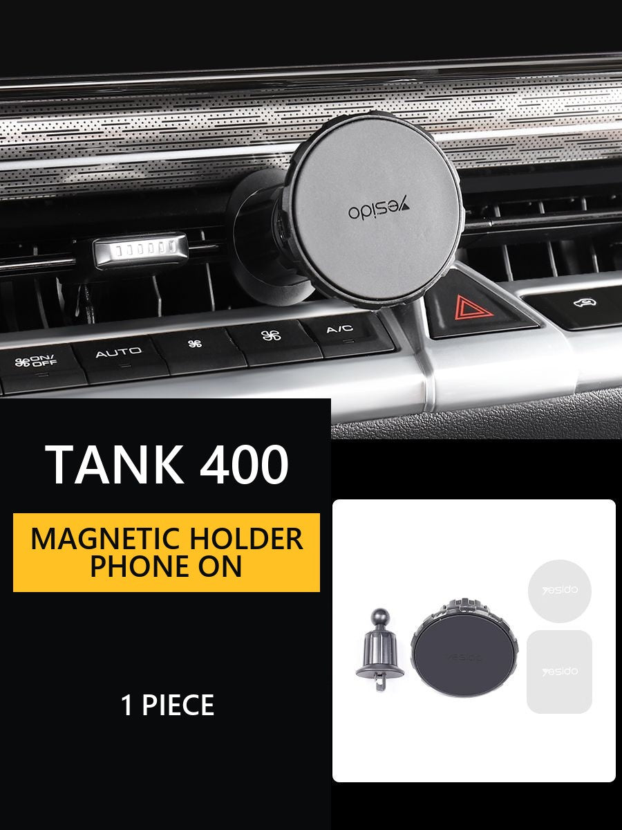 Magnetic holder for phone on air conditioner deflector Tank 400#Colour_Black