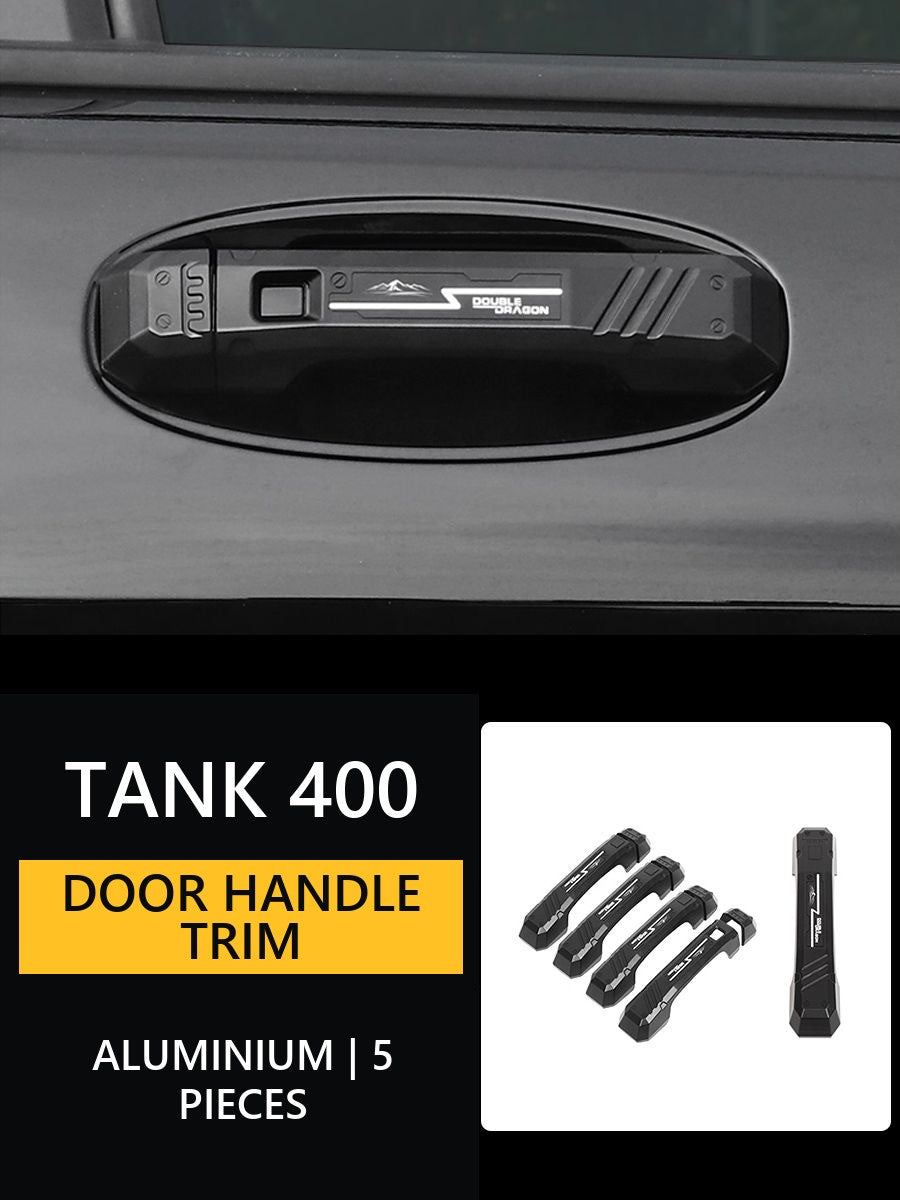Mechanic-Style Aluminium Door Handle Cover Set for Tank 400 – image 7#Colour_Black-and-grey, matte-black