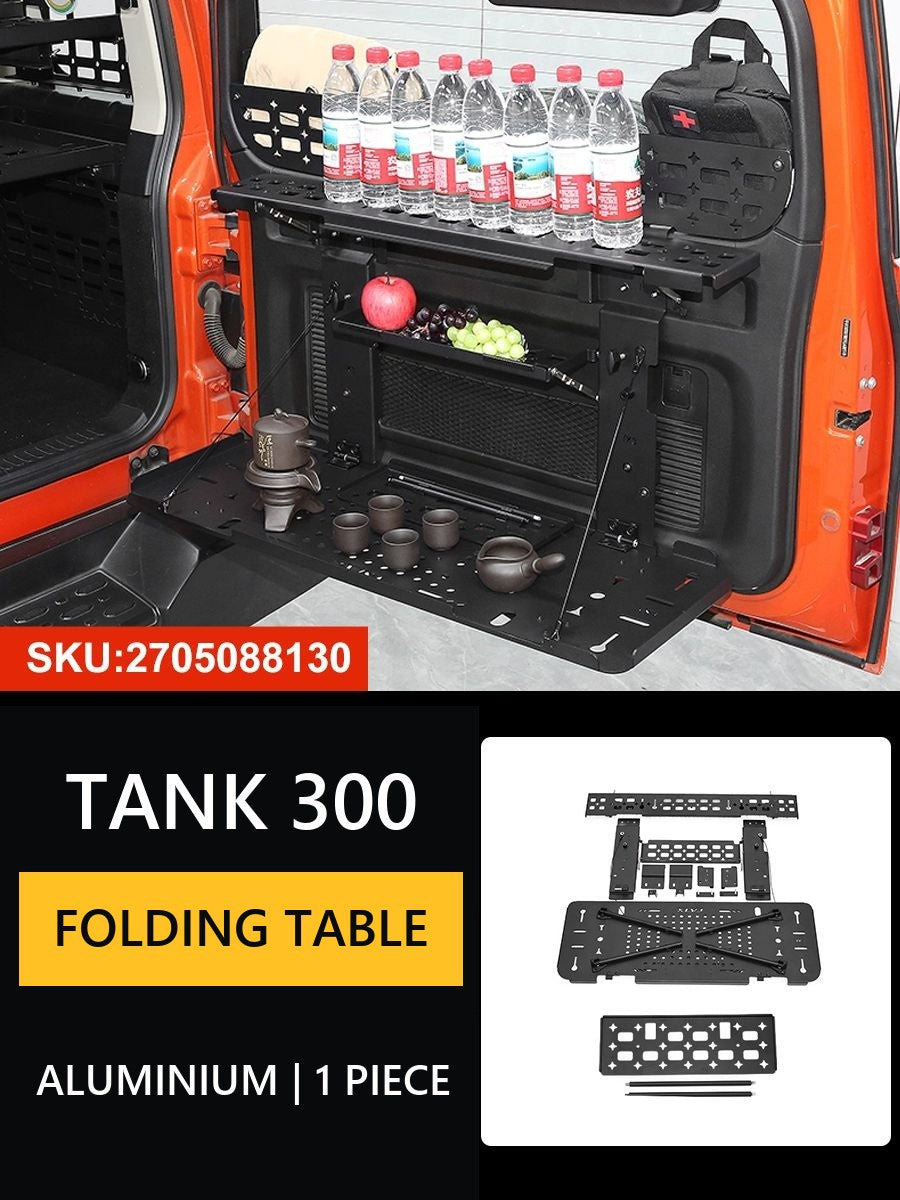 Folding table and organiser for the trunk Tank 300